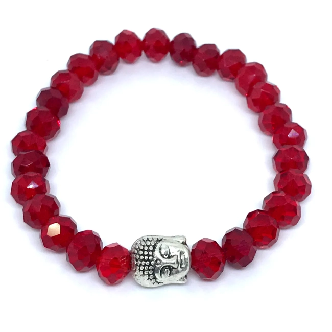 Pulseira Japamala com cristais vermelho 27 contas