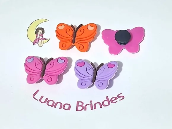 Pins de Crocs Borboleta Emborrachado Pacote com 6 Unidades