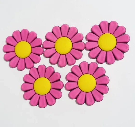 Aplique Flor Pink 4 cm Emborrachado - 6 Unidades