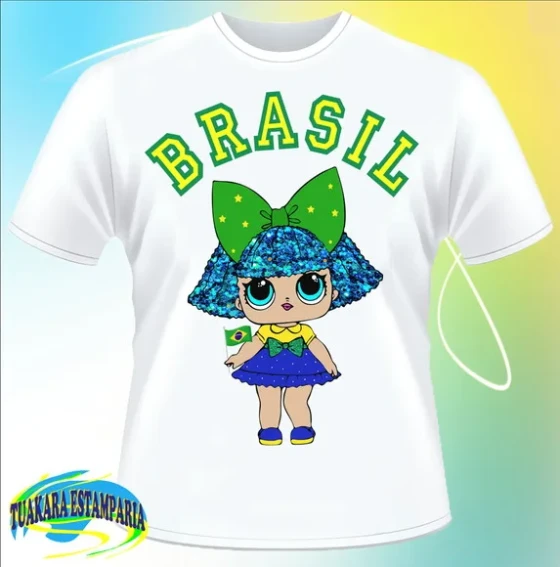 Camiseta Boneca Lol Surprise Brasil Copa