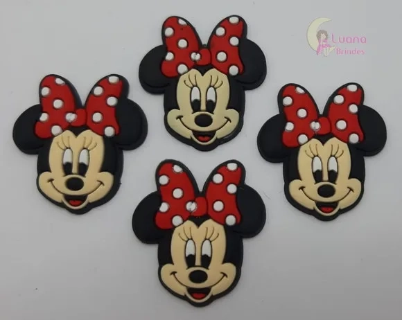 Aplique Minnie Carinha de Borracha - Pct C/7 Unidades