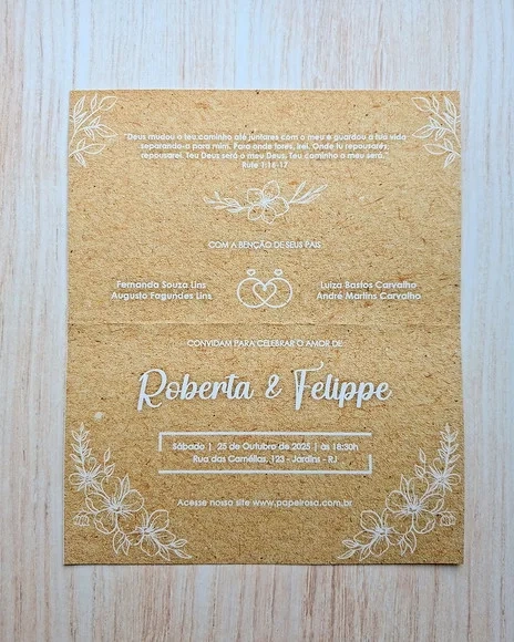 Convite de Casamento com Renda Kraft
