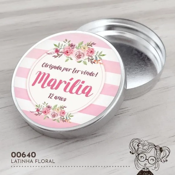 Latinha Adesivada Floral - 00640