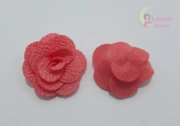 Flor Salmão de Tecido - 3cm - Pct C/6 Unidades
