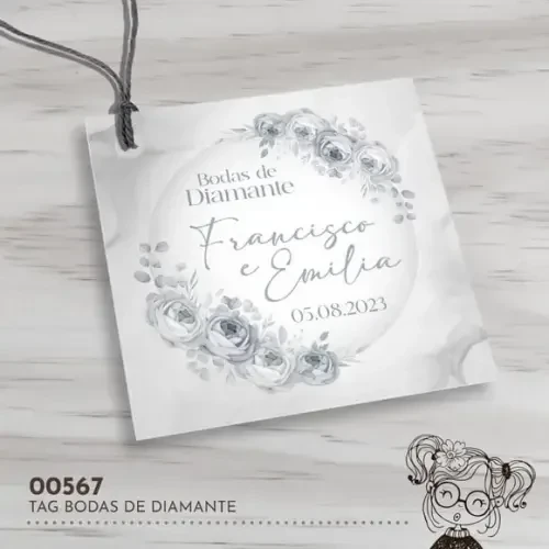 Tag Quadrada Bodas de Diamante - 00567
