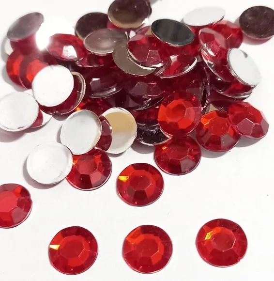 Chaton Redondo Vermelho Sextavado 10mm - 200 Unidades