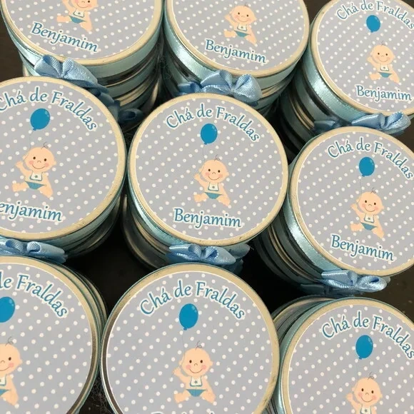 Lembrancinha Chá de Bebê Pezinho na latinha