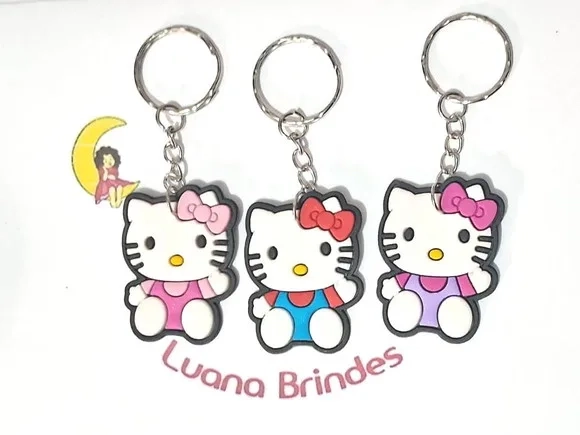 Chaveiro Hello Kitty 4cm Emborrachado Pacote com 6 Unidades
