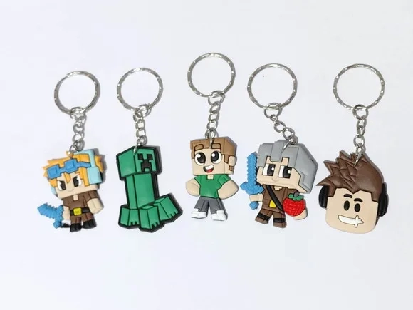 Chaveiro Minecraft Emborrachado Pacote com 5 Unidades
