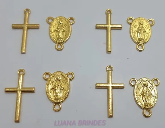 Kit Terço Cruz Nossa Senhora Graças Metal Dou - Pct 6 kits