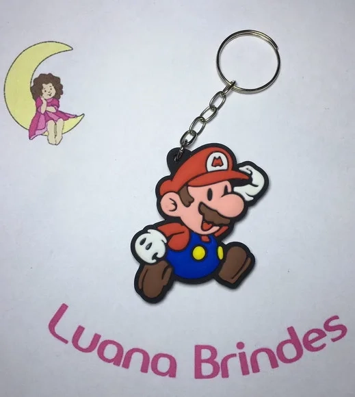 Chaveiro Mario Bros Andando Emborrachado Pct C/2 Unidades.