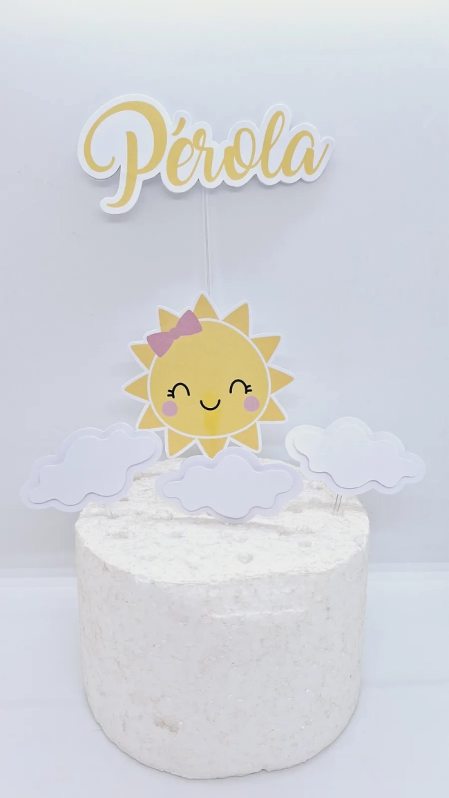 Topo de Bolo Personalizado SOL - Decoração de Festa - Papelaria