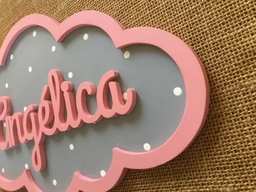 PORTA DE MATERNIDADE NUVEM COM NOME
