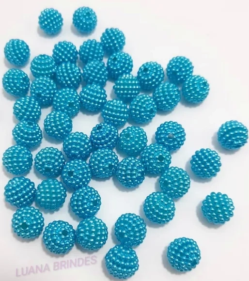 Pérola Craquelada Azul - 10mm - pct c/ 100 unidades