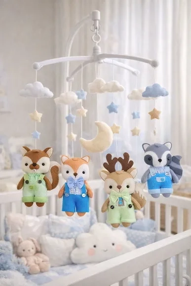 Mobile para Berço Animais Bosque - Estimulo Sensorial