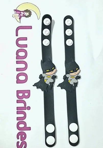Pulseira Batman Emborrachado Pacote com 3 Unidades