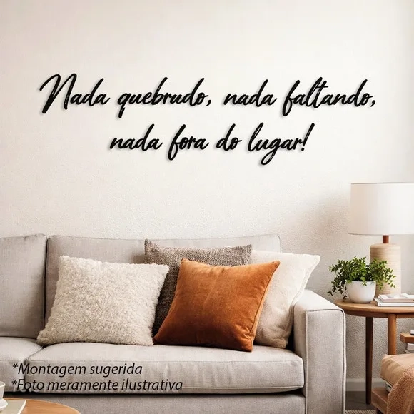 Frase Decorativa Nada Quebrado Shalom 3d mdf Preto
