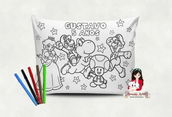 Almofada Pinte e Lave Super Mario