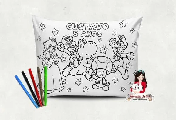 Almofada Pinte e Lave Super Mario