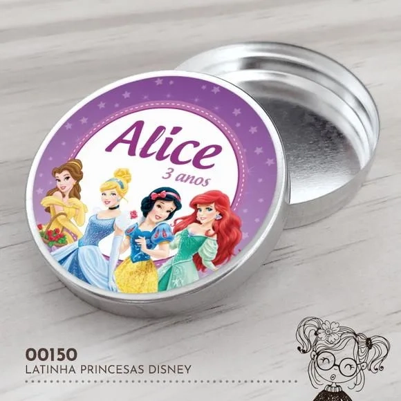 Latinha Adesivada Princesas Disney - 00150