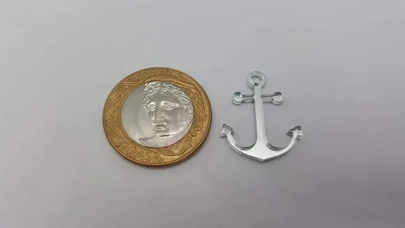 Aplique Âncora Acrílico Espelhado Prata de 2,5cm Pct C/10 un