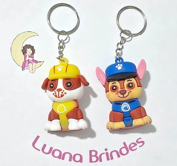 Chaveiros 3d Patrulha Canina 6cm Emborrachado 2 Unidades