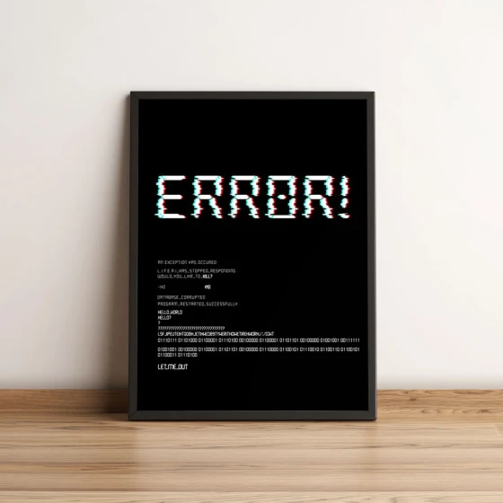 Quadro com Mensagem de Erro em Arte Glitch 33