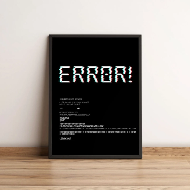 Quadro com Mensagem de Erro em Arte Glitch 33