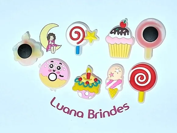 Pins de Crocs Docinho Fluorescente Emborrachado 6 Unidades