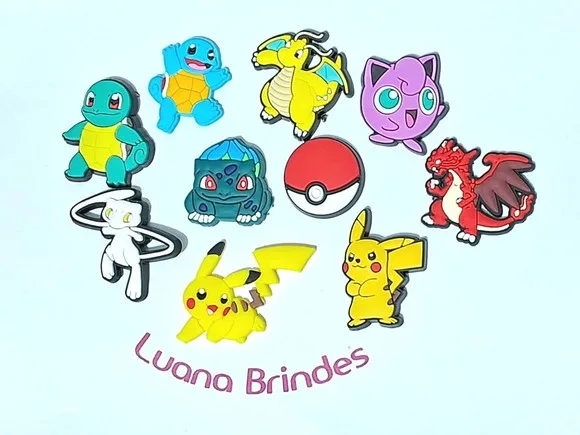 Aplique Pokemon Emborrachado Pacote com 10 Unidades