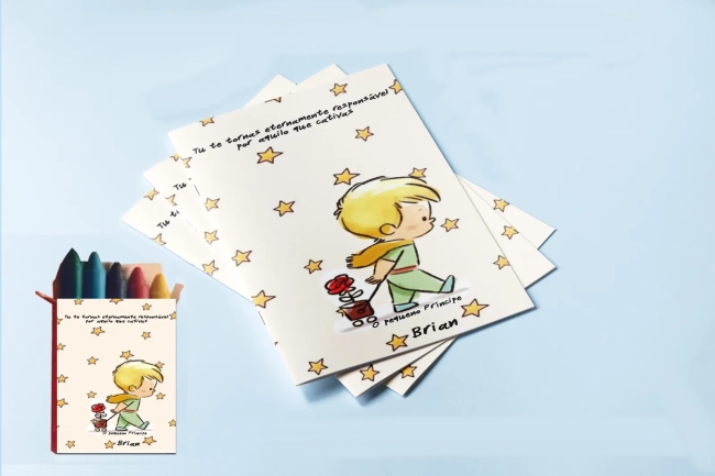 Revista para colorir  com Giz de cera Personalizado Pequeno Principe
