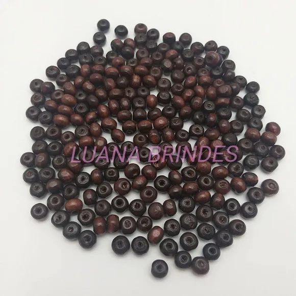 Contas em Madeira Envernizadas - 6mm - pct c/ 200 unidades