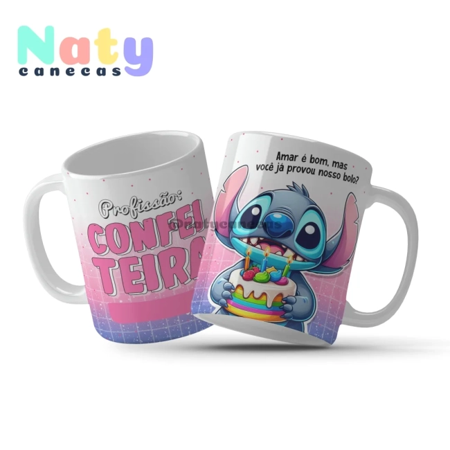 Caneca  Stitch Profissões Femininas Personalize com Nome.