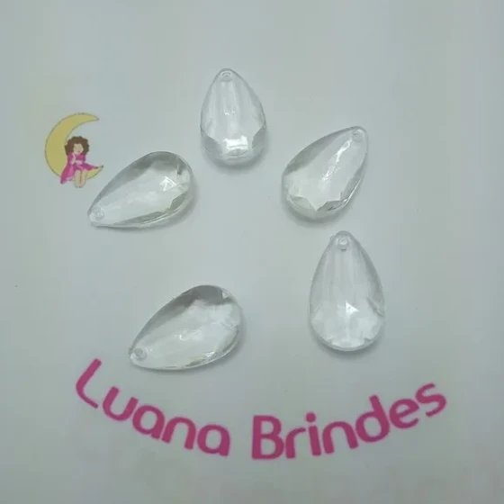 Pingente Gota Facetada Transparente acrílico Pct 10 unidade