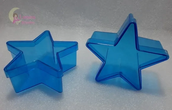Caixinha Estrela Azul de acrílico p/Lembrancinha-pct c/4 und
