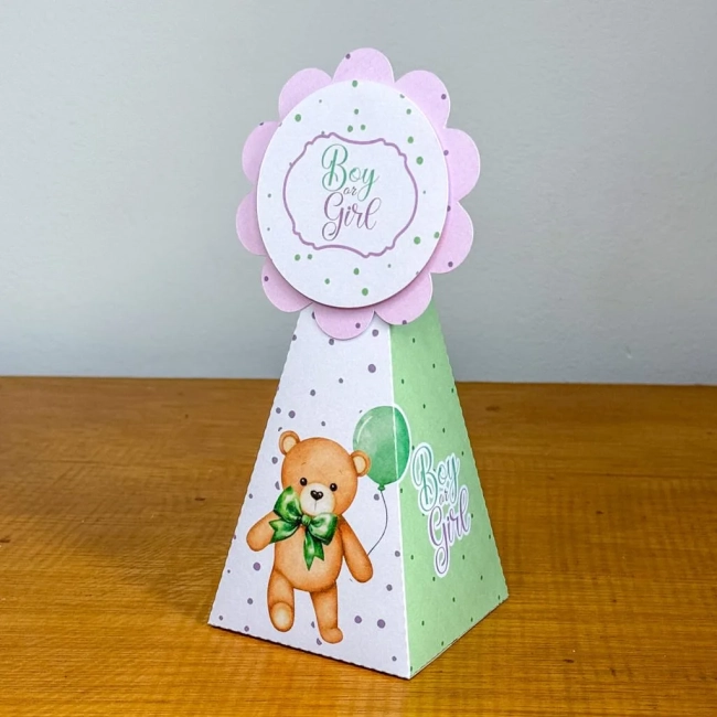 PEGUE E MONTE - Kit Festa CHA REVELAÇÃO VERDE E LILAS - Decoração de Festa | Lembrancinhas | Aniversário | Personalizados
