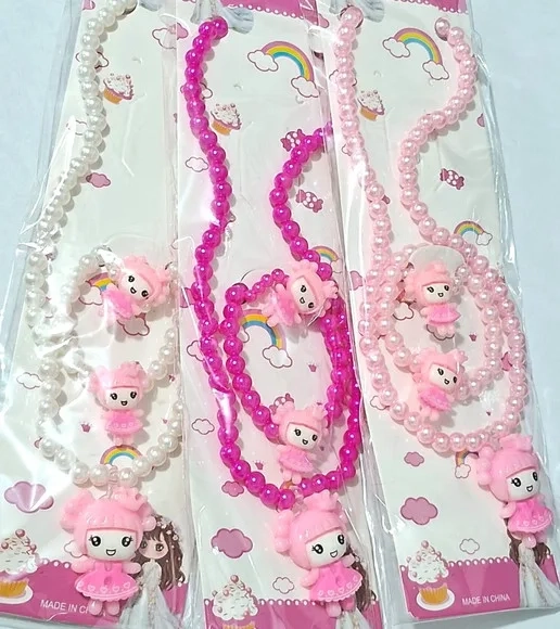 Kit Colar Anel e Pulseira Infantil Princesa