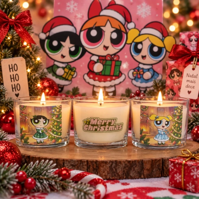3 Vela Aromática no Copo Personalizada Natal Naruto - Trabalhamos com outros temas - Informar  tema no chat