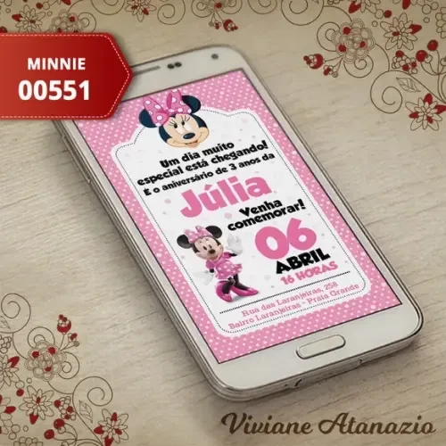 Convite Digital Minnie - 00551
