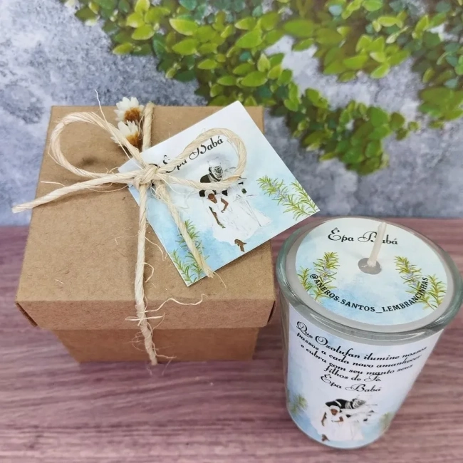 30 Unidades Vela Aromática no Copo Personalizada Orixá Oxalá, Fazemos Qualquer Tema