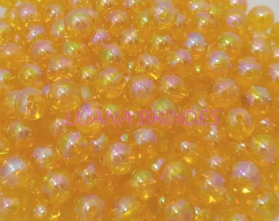 Bolinha Acrilica Furta Cor Laranja - 10mm - pct c/100 unid