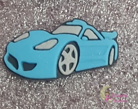Aplique Mini Carro Azul de borracha - pct com 8 unid