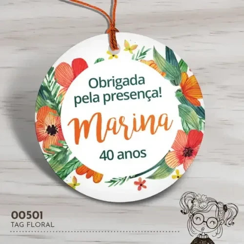 Tag Redonda Floral - 00501