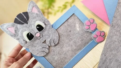 Porta Retrato de Gato em Feltro