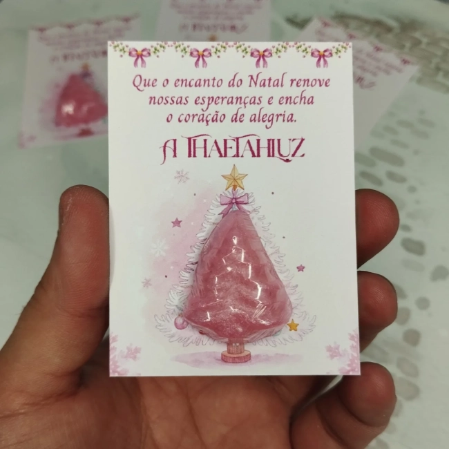 50 unidades Mini Sabonete Árvore/ Pinheiro de Natal no Card - Mimo de Natal (rosa)