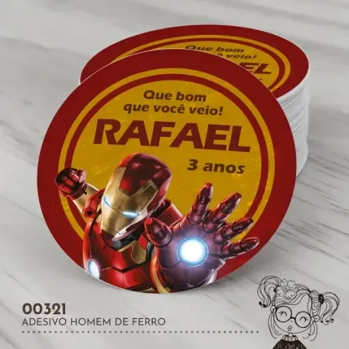 Adesivo Redondo Homem de Ferro - 00321