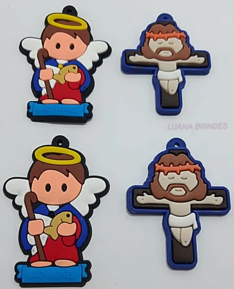 Kit São Rafael e Crucifixo de Borracha - Pct C/3 kits