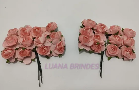 Buquês Flores de Papel Rose 2 Unidades com 12 Flores Cada
