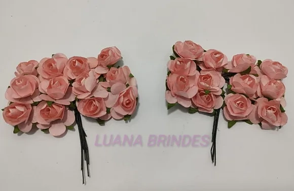 Buquês Flores de Papel Rose 2 Unidades com 12 Flores Cada