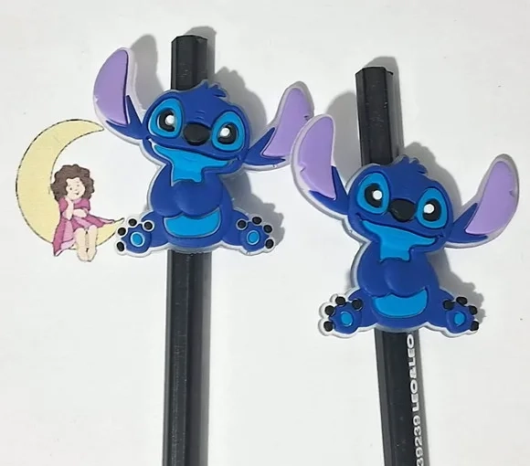 Lápis C/ponteira Stitch e Angel 4cm Pct C/6 Unidades